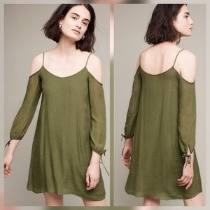 Amadi L Pelloux Open Shoulder Olive Green Dress